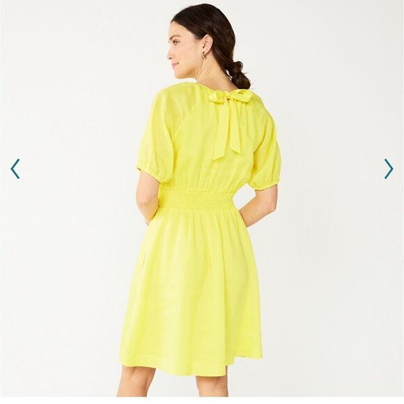 DRAPER JAMES RSVP Yellow Puff Sleeve Mini Dress *NEW* - Picture 2 of 5